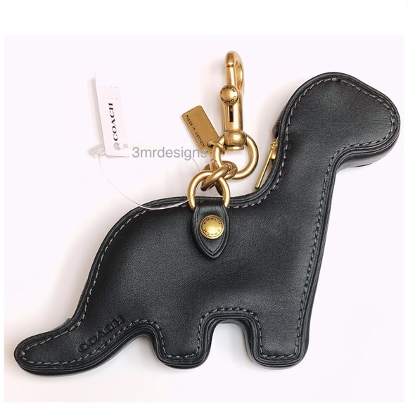 NWT COACH DINO Soft Black Glovetanned Leather With Brass Coin Purse/Keychain - Picture 8 of 11